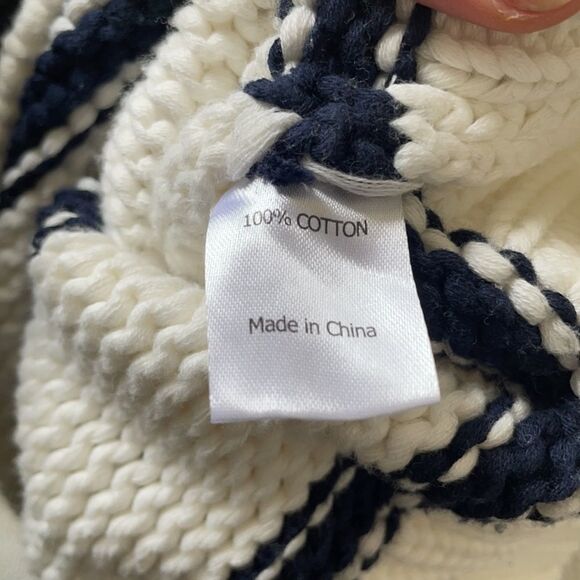 La Ligne Marina White and Navy Striped 100% Cotton Rollneck Sweater XS - Picture 9 of 9